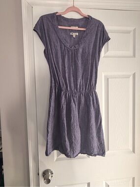 Casual Slate Purple Short Sleeve Drawstring-Waist Mini Dress